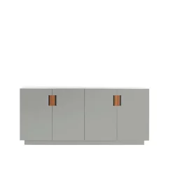 Vitrines & Présentoirs<Asplund Armoire Frame 160 Low, light grey, portes pliantes, 42 cm, cognac