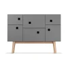Vitrines & Présentoirs<Zweed Armoire Peep C2, slate grey, retro, pieds en chêne