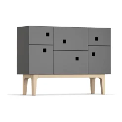 Vitrines & Présentoirs<Zweed Armoire Peep C2, slate grey, chêne pigmenté blanc