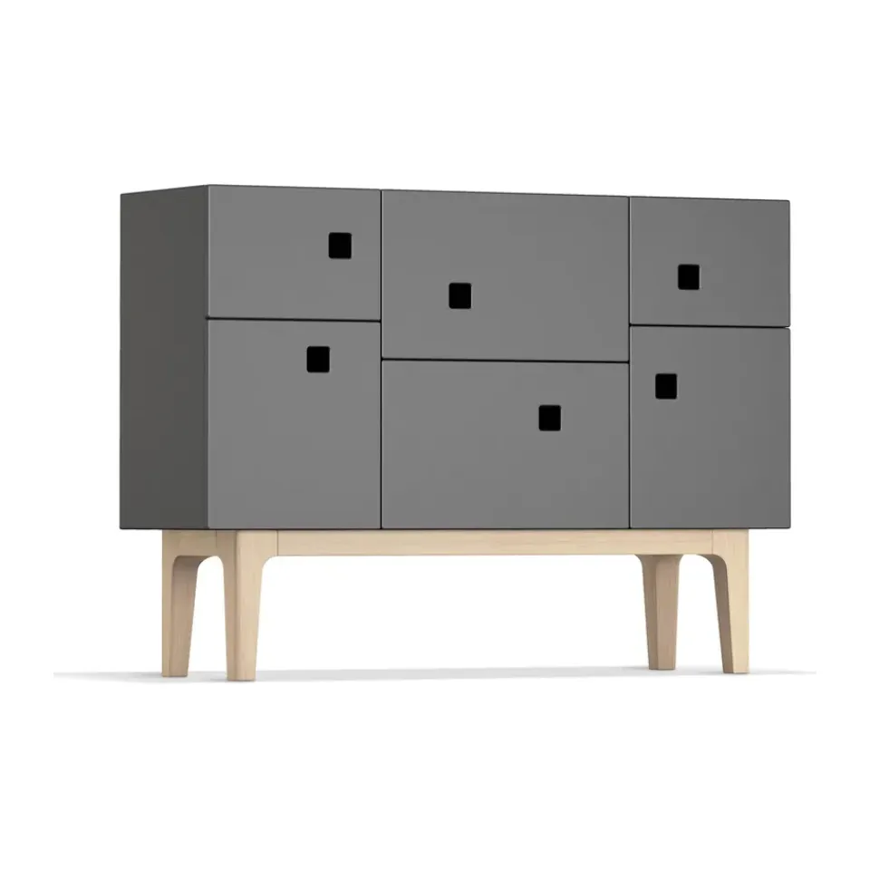 Vitrines & Présentoirs<Zweed Armoire Peep C2, slate grey, chêne pigmenté blanc