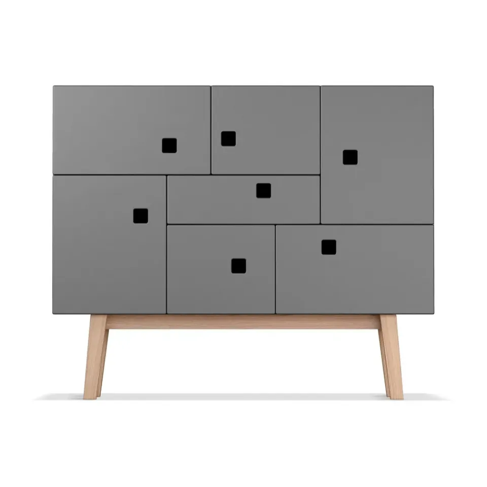 Vitrines & Présentoirs<Zweed Armoire Peep C1, slate grey, retro, structure en chêne