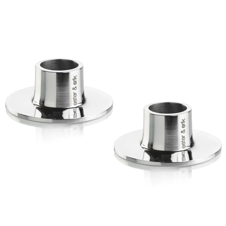 Bougeoirs<Ester & erik Bougeoir brillant lot de 2, Acier inoxydable