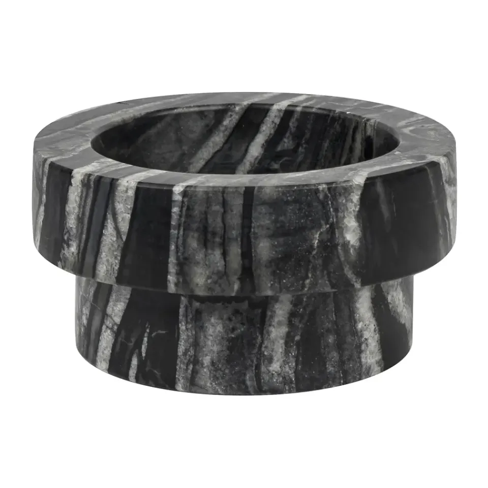 Bougeoirs<Mette Ditmer Bougeoir Marble pour bougies en bloc 5 cm, Noir-gris