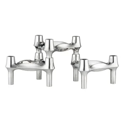 Bougeoirs<STOFF Bougeoir Nagel BMF, lot de 3, Chrome
