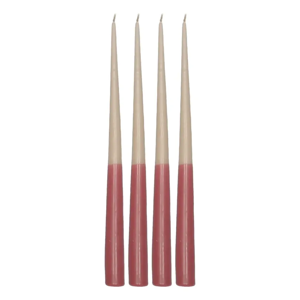 Bougies<Scandi Essentials Bougie antique Affinity bicolore 32 cm, lot de 4, Beige-rouge