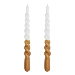 Bougies<Lene Bjerre Bougie bicolore torsadée Twisted 25 cm Lot de 2, Golden brown-white