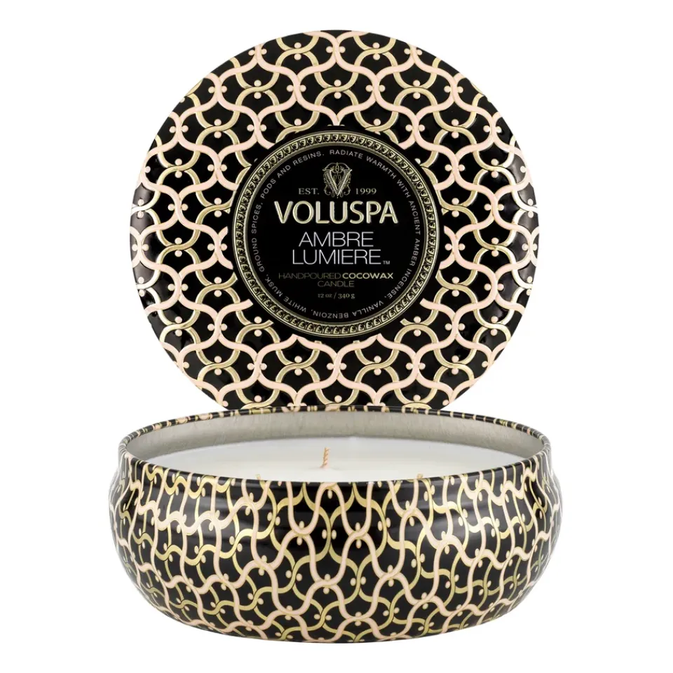 Bougies Parfumées & Diffuseurs<Voluspa Bougie parfumée Maison Noir 3-wick Tin 40 heures, Ambre Lumiere