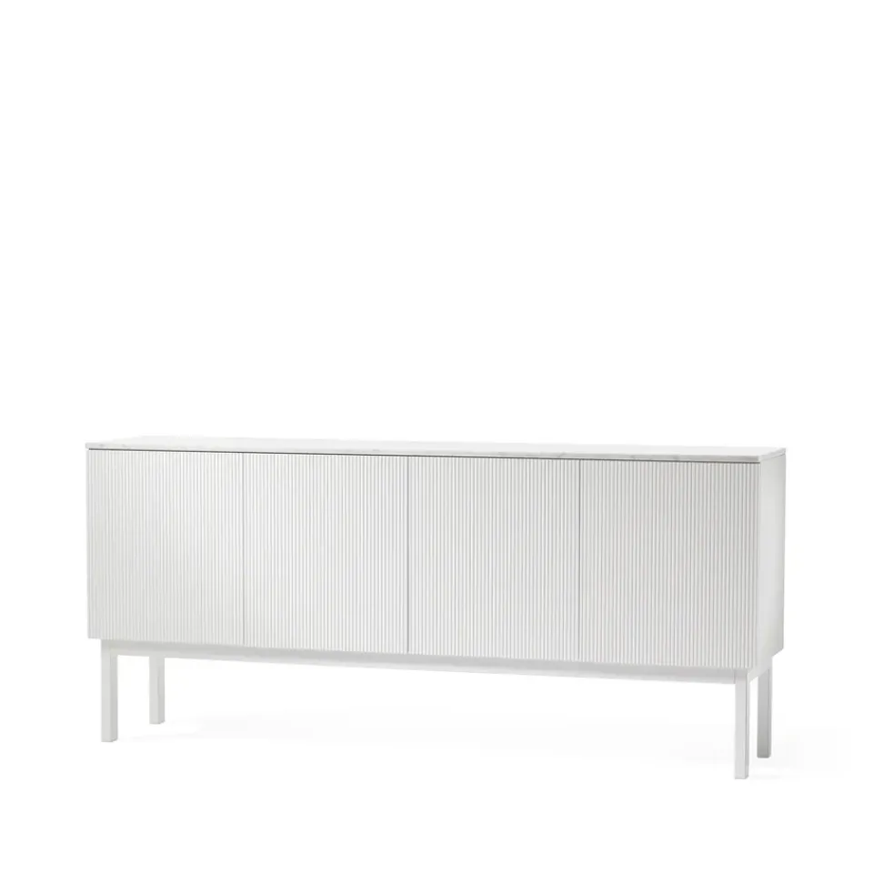 Commodes & Buffets<A2 Buffet Beam, laqué blanc, structure blanche, plateau en marbre carrara