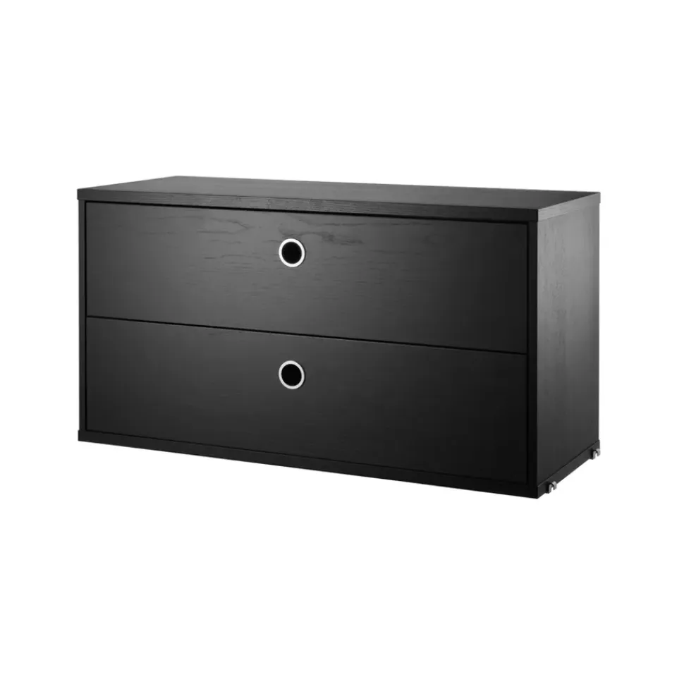 Commodes & Caissons De Rangement<String Caisson à tiroirs , frêne lasuré noir, 78x30 cm