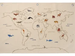 Décorations Murales|Accessoires Pour Chambre D'Enfants<Ferm Living Carte en tissu The World, Blanc cassé
