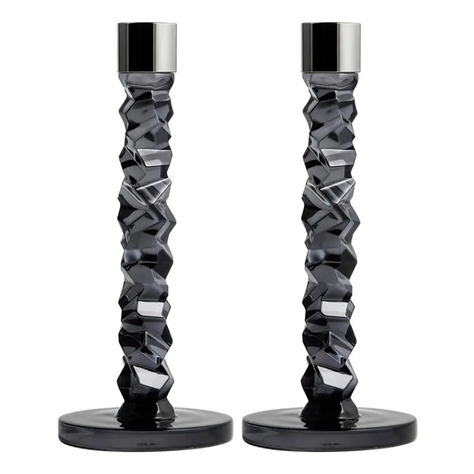 Bougeoirs<Orrefors Chandelier Carat lot de 2 anthracite, 24,2 cm