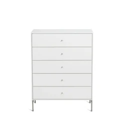Commodes & Caissons De Rangement<Mavis Commode Volt 5 tiroirs laquée blanche, Détails en acier inoxydable