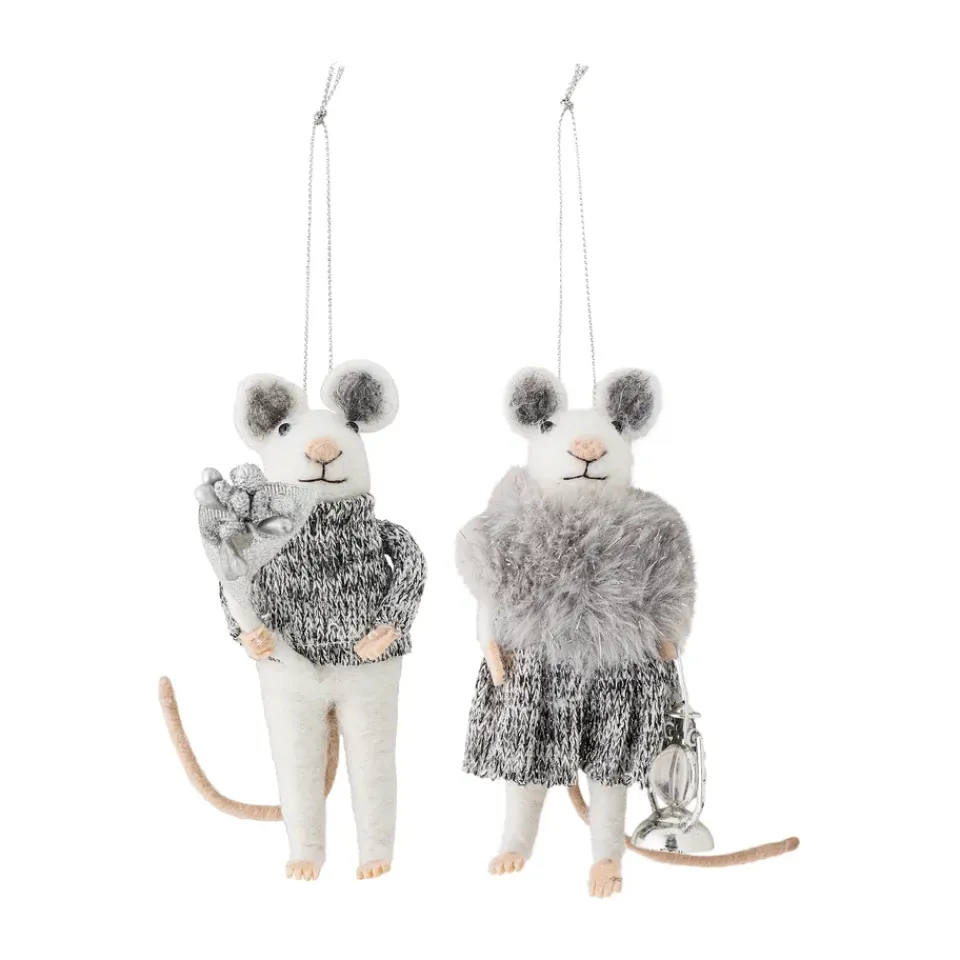 Décorations De Noël<Bloomingville Décoration de Noël souris Peo 2 pièces, Blanc-gris