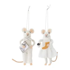 Décorations De Noël<Bloomingville Décoration de Noël souris Peo 2 pièces, Blanc