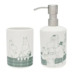 Porte-Brosse À Dents<Moomin Arabia Distributeur de savon et porte-brosse à dents Mumin, Bain vert-blanc