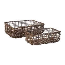 Paniers De Rangement<ERNST Ensemble de paniers rectangulaires 2 pièces, Brun foncé
