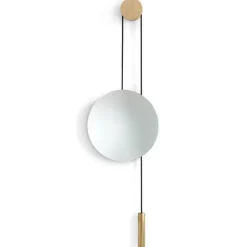 Miroirs Ronds|Miroirs Muraux<New Works Miroir Rise and Shine, Natural oak-brass weight