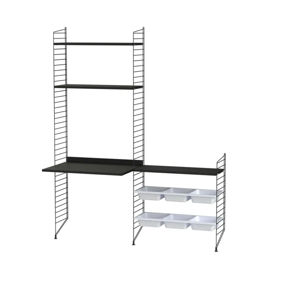 Rangements Pour Les Chambres D'Enfants<String Montant d'étagère , noir, 200x30 cm, lot de 2