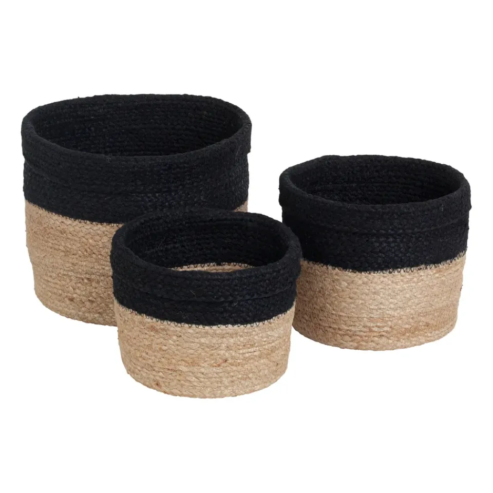 Paniers De Rangement<Dixie Panier de rangement Elin pack de 3, Naturel-noir