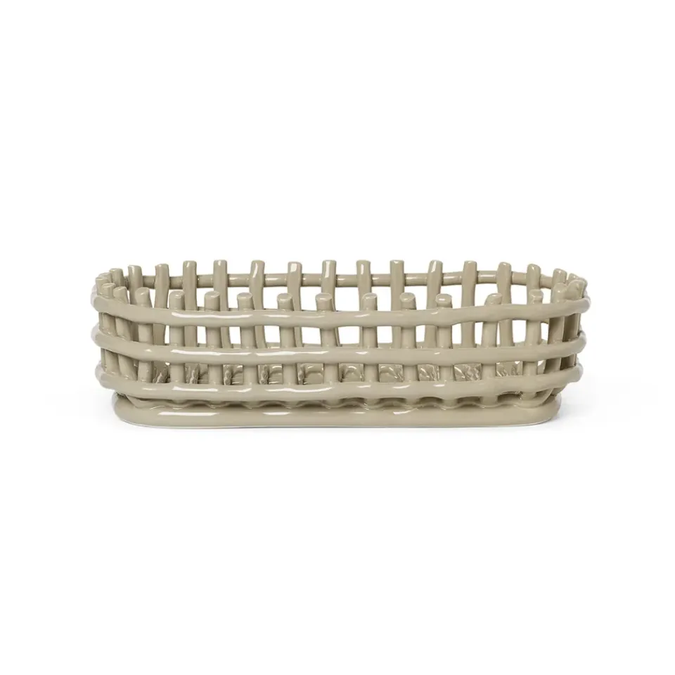 Paniers De Rangement<Ferm Living Panier oval tressé Ceramic 15x30 cm, Cashmere