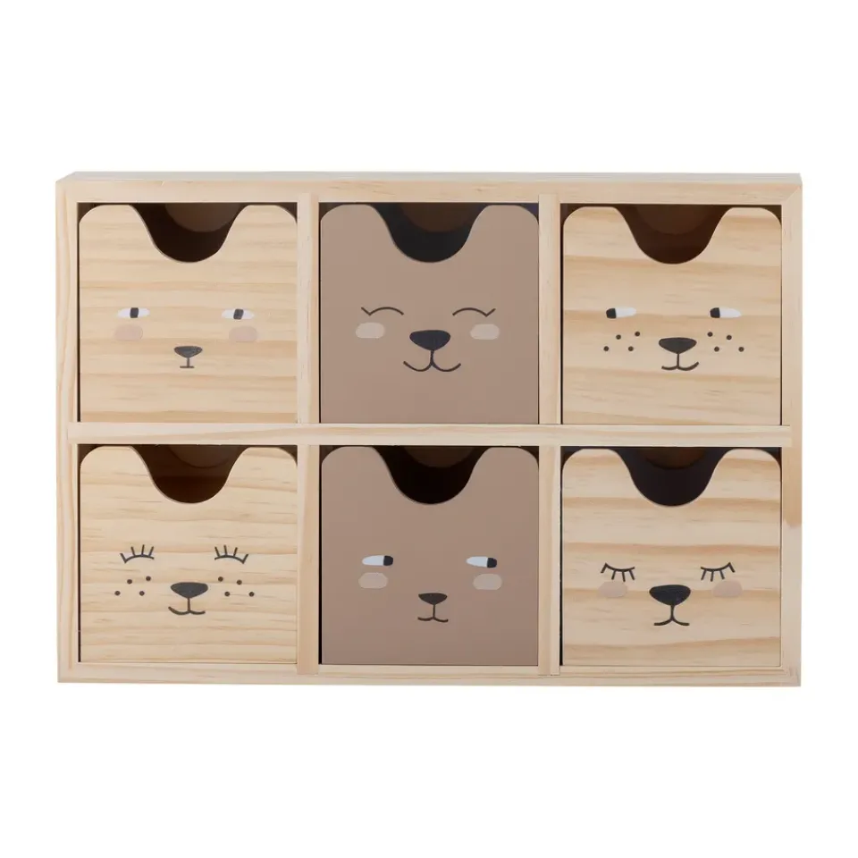 Étagères & Systèmes De Rayonnage|Rangements Pour Les Chambres D'Enfants<Bloomingville Petite bibliothèque Calle 6 tiroirs 27x18 cm, Naturel