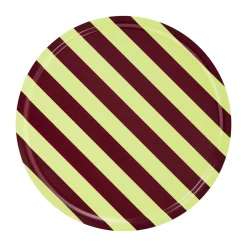Accessoires Décoratifs|Plateaux Décoratifs<Hem Plateau Stripe Large Ø65 cm, Butter-burgundy