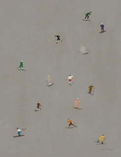 Posters|Décorations De Noël<Fine Little Day Poster Skiers 40x50 cm, Gris