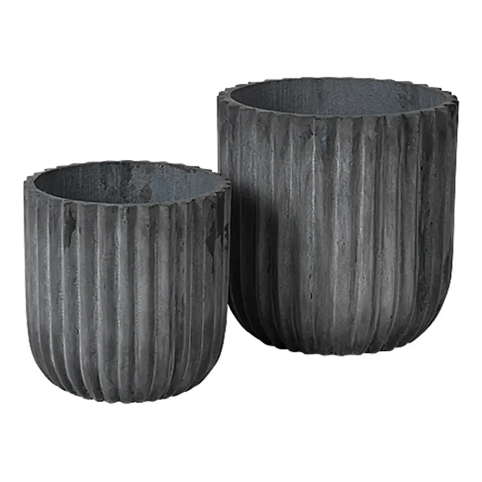 Cache-Pots<Broste Copenhagen Pot Fiber Lot de 2, Charcoal
