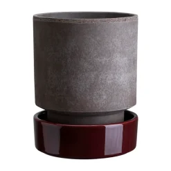 Cache-Pots<Bergs Potter Pot Hoff, Ø18 cm, Raw Grey-Deep Burgundy