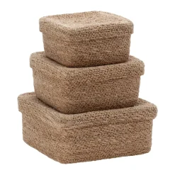 Paniers De Rangement<Dixie Set de paniers carrés Emil avec couvercle, 3 pièces, Natural