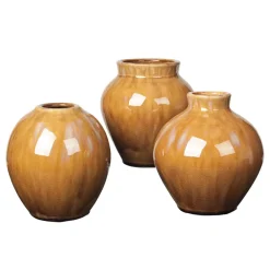 Vases<Broste Copenhagen Vase en céramique Ingrid 14,5 cm Lot de 3, Apple cinnamon