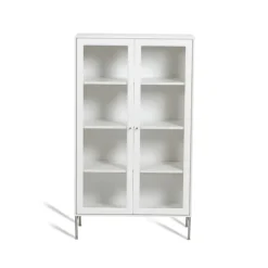 Vitrines & Présentoirs<Mavis Vitrine Volt 130 cm laquée blanche, Détails en acier inoxydable